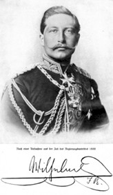 Porträt von Kaiser Wilhelm II. und seine Unterschrift