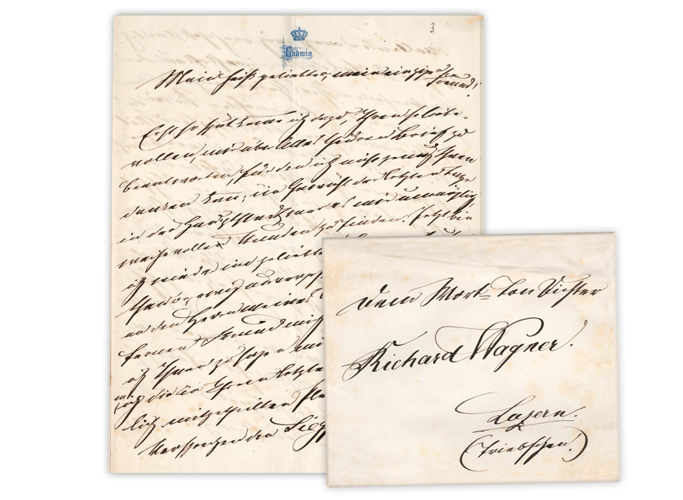 Brief an Richard Wagner von 1868, in welchem Ludwig II. seine vom Mittelalter inspirierte Vorstellung des geplanten Schlosses eindrucksvoll darlegt