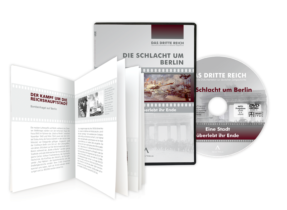 Ihre 2. Lieferung: »Die Schlacht um Berlin - Eine Stadt überlebt ihr Ende«     Mehr als 300 Luftangriffe verwandelten die Hauptstadt des "Tausendjährigen Reiches" in ein Trümmermeer. Erschütternde Filmaufnahmen dokumentieren das Inferno aus erster Quelle.