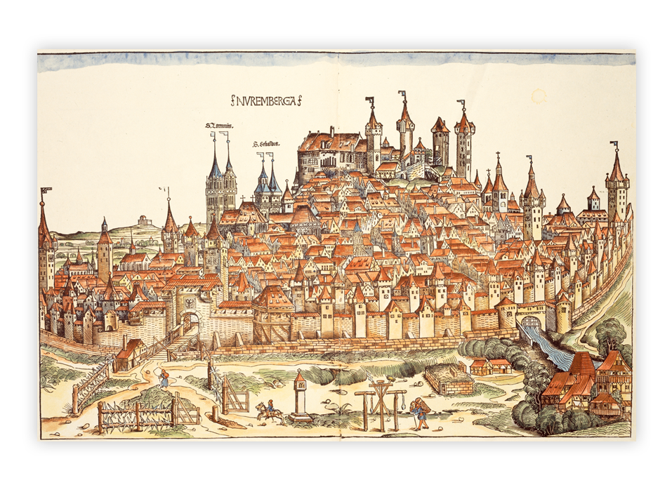 Die prachtvolle Stadtansicht von Nürnberg aus der "Schedelschen Weltchronik"