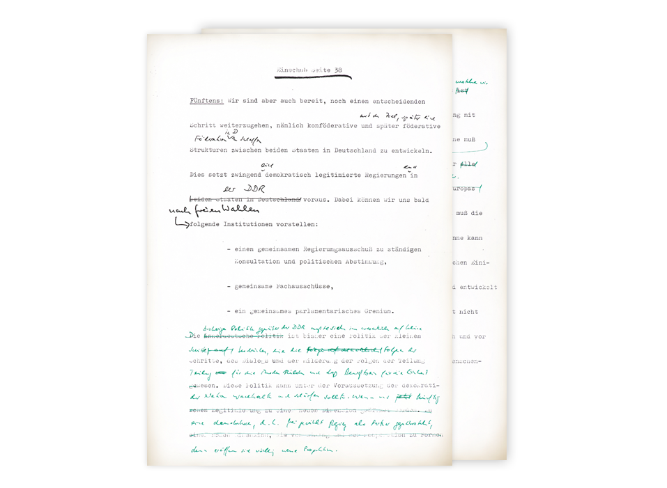Entwurf zum deutschlandpolitischen Zehn-Punkte-Programm (Bundestagssitzung vom 28. November 1989)