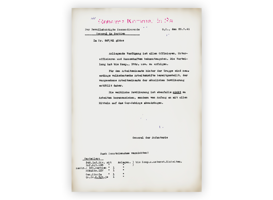 4. Einen Bericht über die prozentuelle Besetzung der Truppenoffiziersstellen der 45. „ostmärkischen“ Infanteriedivision im Februar 1940