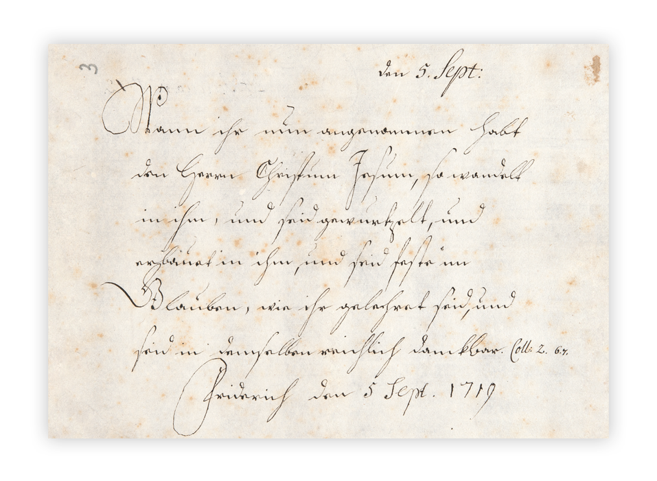Schriftprobe des Siebenjährigen mit der ersten Unterschrift Friedrichs