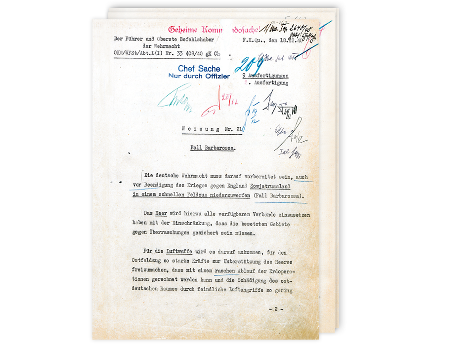 Weisung Nr. 21 vom 18. Dezember 1940 für den „Fall Barbarossa“