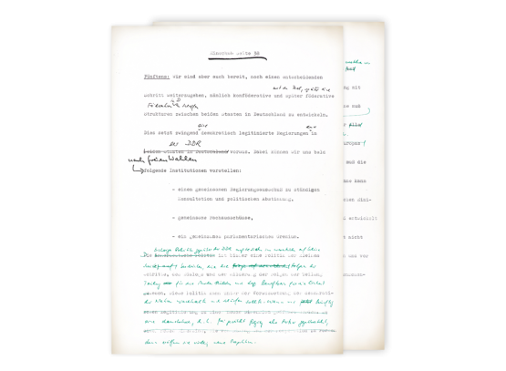Ihr drittes Dokument: Entwurf zum deutschlandpolitischen Zehn-Punkte-Programm (Bundestagssitzung vom 28. November 1989).