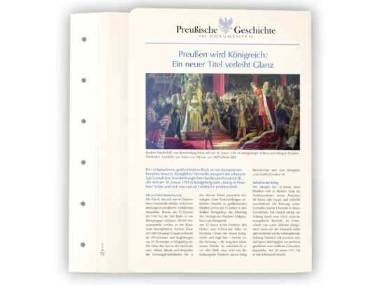 Edition: »Preußische Geschichte«  Historische Dokumente über das Schicksal der Hohenzollern vor 300 Jahren!