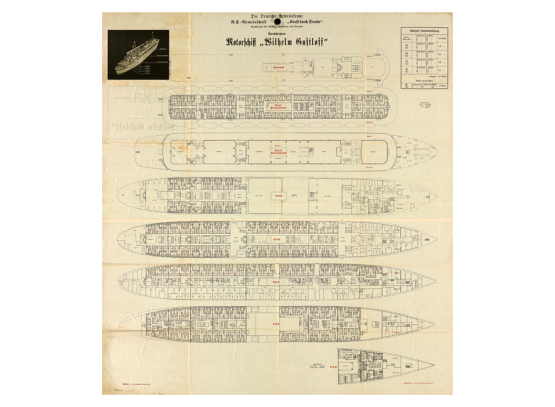 Übersichtsplan für das Motorschiff »Wilhelm Gustloff«, 1938