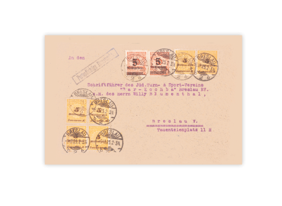 Brief im Ortsverkehr mit Postwertzeichen im Wert von 40 Milliarden Mark 1923