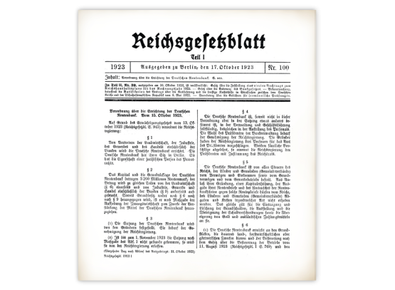 Das Reichsgesetzblatt vom 17. Oktober 1923 ist Ihr drittes Dokument!