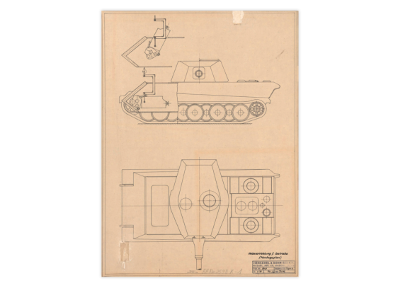 Dokumente 1: Montageplan des Panzer Tiger 2 - Hebevorrichtung für Getriebe