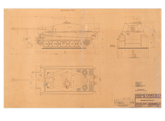 Dokument 2: Gesamtansicht des Panzer Tiger 2 von Henschel & Sohn GmbH