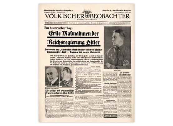 Dokument 3: Titelseite des Völkischen Beobachters, Ausgabe vom  31. Januar 1933 