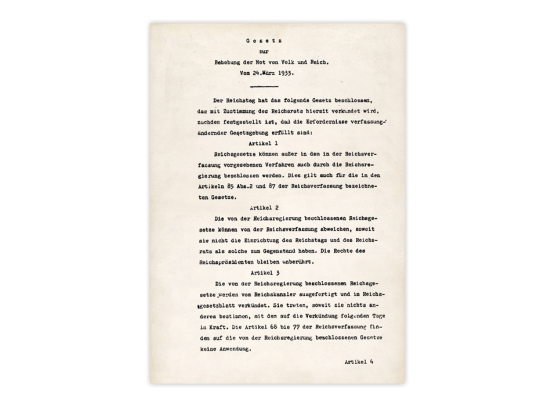 Dokument 2: „Gesetz zur Behebung der Not von Volk und Reich“ vom  24. März 1933