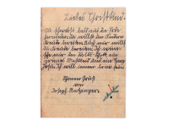 Brief an das Christkind von Joseph, Maria und Georg Ratzinger, geschrieben in Aschau am 16. Dezember 1934