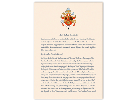 Dokument 4: Ansprache von Papst Benedikt XVI. an die Pilger aus Deutschland am 25. April 2005 auf dem Petersplatz 