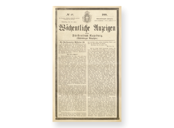 Proklamation Wilhelms II. vom 18. Juni 1888