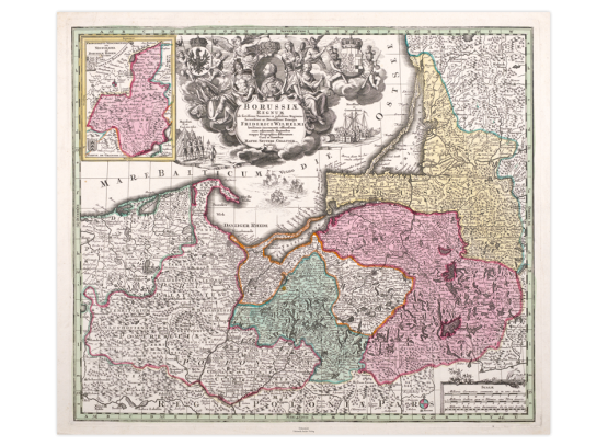 Ihre historische Karte: Die "Borussiae Regnum" von 1728 originalgetreu reproduziert!